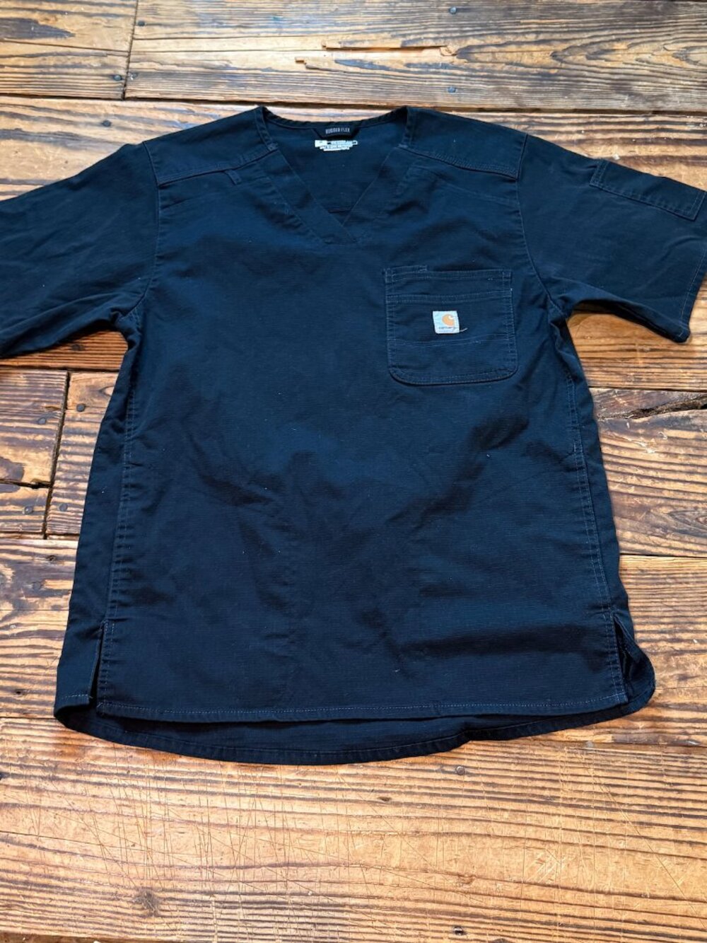 Carhartt Men's Ripstop Scrub Top M Black V Neck  C16418 Rugged Flex Modern Fit